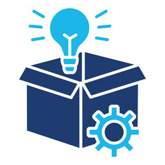 New Product Icon In Blue Monochrome Flat Design, Vector Illustration