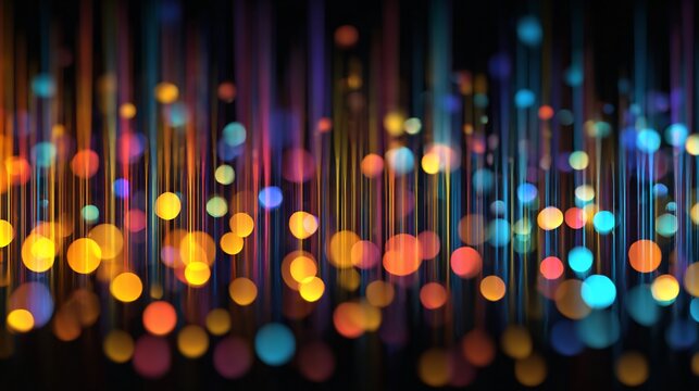 Bokeh lights cascade with vibrant hues over a dark backdrop
