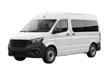 White passenger van isolated on transparent background
