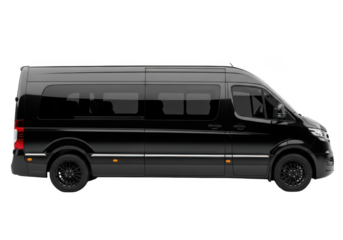 Black passenger van isolated on transparent background