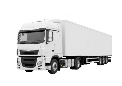 White semitruck isolated on transparent background
