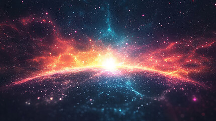 Obraz premium Colorful Space Horizon with Radiant Light