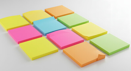 Obraz premium Colorful Sticky Notes Arranged on White Background