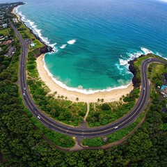Hanauma Bay in Oahu, Hawaii - aerial view