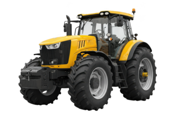 Yellow farm tractor isolated on transparent background
