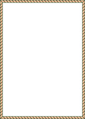 Striped border with orange, red, and green pattern surrounds the white space, creating decorative frame