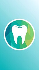 Tooth icon in a circular, abstract background
