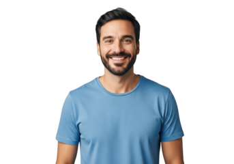 Handsome man with beard smiling, isolated on transparent background
