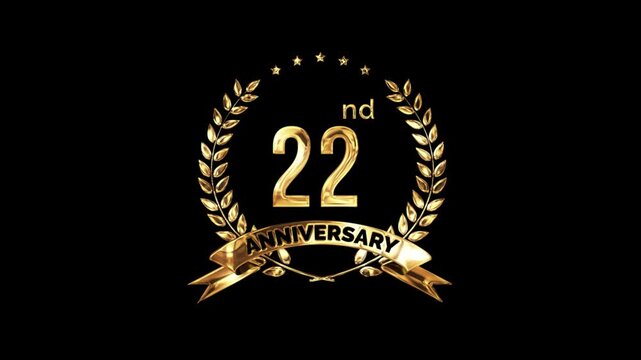 22nd Anniversary Celebration. Golden 22 Year Anniversary Animation