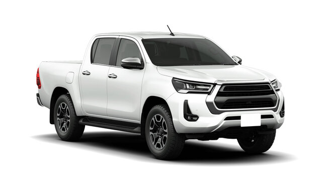 Mock-up white delivery van, Pick Up truck vehicle template mockup
