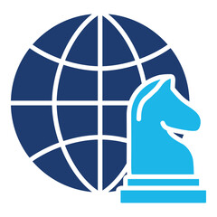 World Icon In Blue Monochrome Flat Design, Vector Illustration