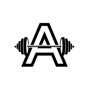 Letter a with barbell isolated on transparent background