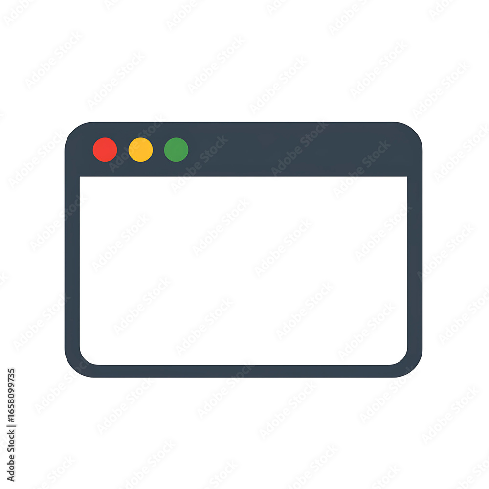 Wall mural browser window with colorful traffic light buttons isolated on transparent background