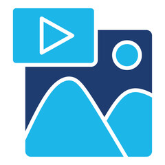 Content Icon In Blue Monochrome Flat Design, Vector Illustration