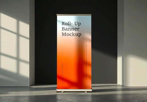 Portable Roll Up Advertising Banner Mockup Template