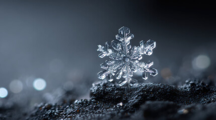 雪の結晶が解け始める瞬間の超接写 / Extreme Macro of a Snowflake Beginning to Melt
