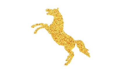 Golden Horse Silhouette with Glittering Particle Effect, Luxury Abstract Design on Transparent Background