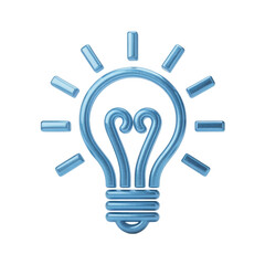 Fototapeta premium Illuminated blue light bulb symbol representing innovation and bright ideas isolated on transparent background