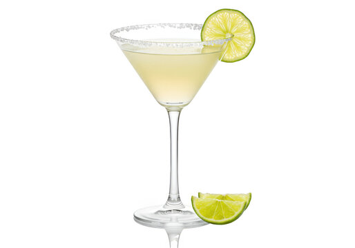 Refreshing lime martini cocktail in a martini glass with a lime garnish, isolated on transparent background - Powered by Adobe