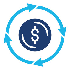 Sales Marketing Icon In Blue Monochrome Flat Design, Vector Illustration