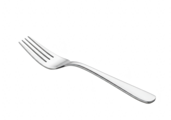 A single silver fork isolated on transparent background