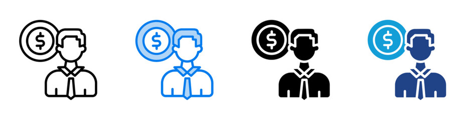 Management icon set multiple style collection