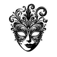 carnival mask on black, masquerade mask on black, Vector Illustration. mardi gras carnival mask.	