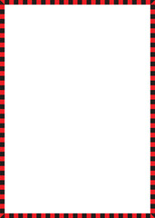 Black and red alternating squares form a border around a white background creating a frame