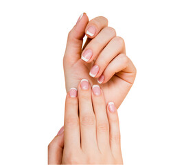 woman hands with manicure isolated on transparent background