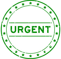 Fototapeta premium Grunge green urgent word round rubber seal stamp on white background