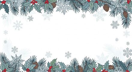 Winter Vector Banner Frame Collection – Editable Snowflake Borders, Frosty Decorative Frames, Minimal & Festive Winter Designs, White Background, 16:9 Format for Seasonal and Holiday Use