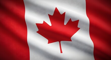 Fototapeta premium Closeup of the canadian flag with a textured effect, featuring the iconic red maple leaf