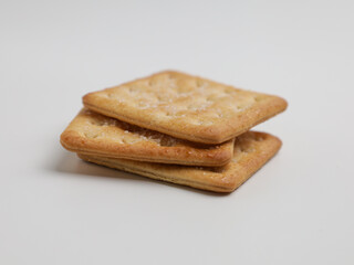 Crispy crackers on white background