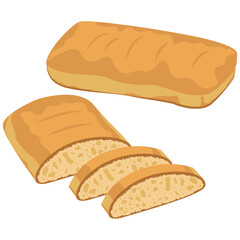 ciabatta, wheat ciabatta bread bun vector.