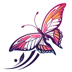 Vector art of elegant butterfly with colorful wings and floral accents, , representing beauty and nature