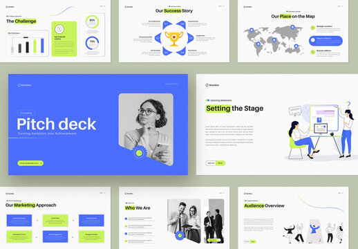 Modern and Clean Pitch Deck Presentation Template with Blue Accents