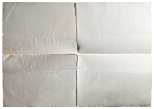unfolded old empty paper isolated on white background