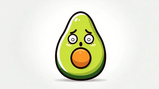 Cute cartoon avocado with surprised expression