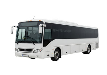 White passenger bus or coach for travel and tourism, isolated on transparent background