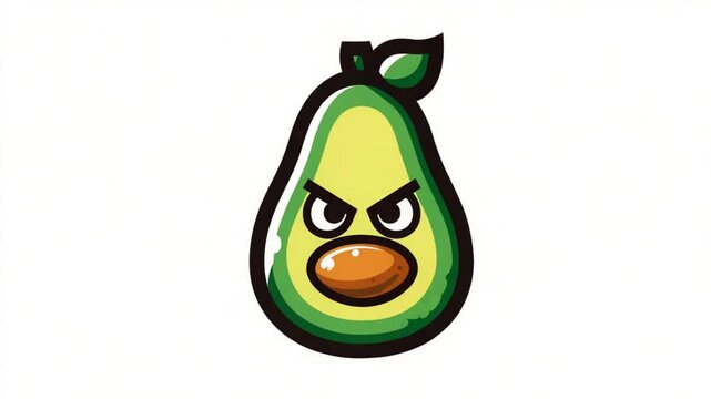 Cartoon avocado with an angry expression