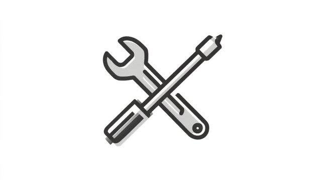 Crossed wrench and screwdriver