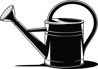 Vintage black and white illustration of a classic watering can