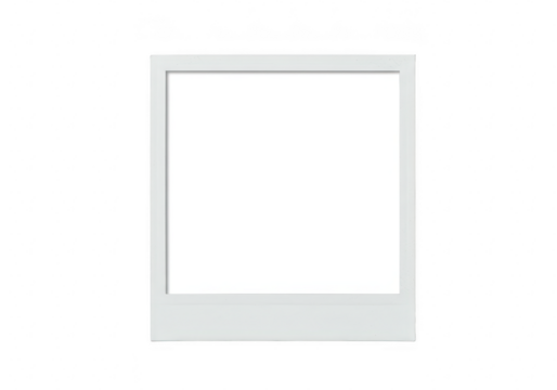 Blank white polaroid photo frame isolated on transparent background