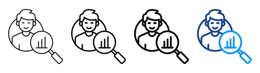 Account Analysis Icon Multiple Outline Collection Set