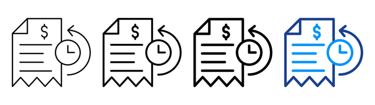 Transaction History Icon Multiple Outline Collection Set