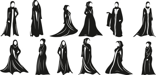 Woman gown silhouette vector, lady dress icon, elegant gown silhouette, fashion woman vector, evening dress silhouette, female fashion icon, wedding gown silhouette, stylish woman vector, black gown d