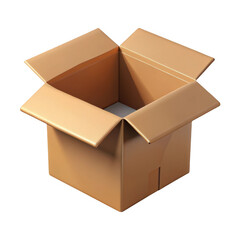 3d open cardboard box isolated on transparent background