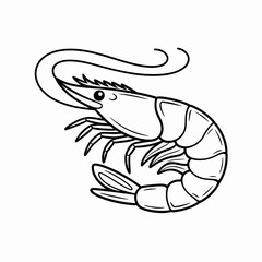shrimp, prawn, seafood, vector, illustration, clipart, crustacean, marine, ocean, fresh, design, drawing, animal, aquatic, edible, gourmet, cuisine, protein, food, template, graphic, cartoon, shellfis