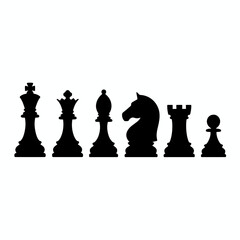 chess, pieces, silhouette, vector, icon, strategy, king, queen, bishop, knight, rook, pawn, game, board, match, play, black, white, tournament, abstract, symbol, classic, checkmate, move, brain, logic