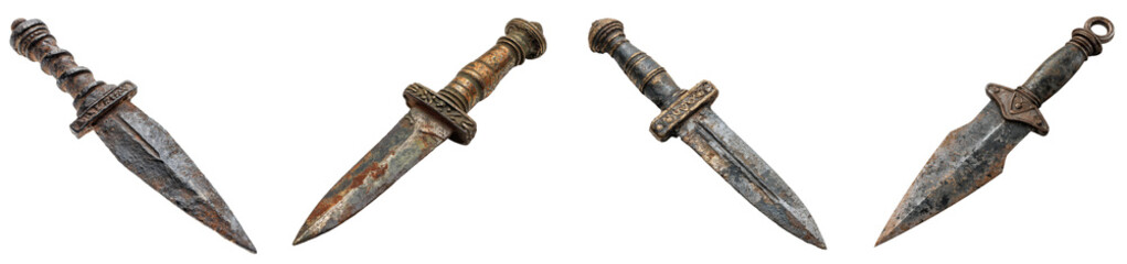 Ancient Rusty Dagger Collection PNG set Transparent backround